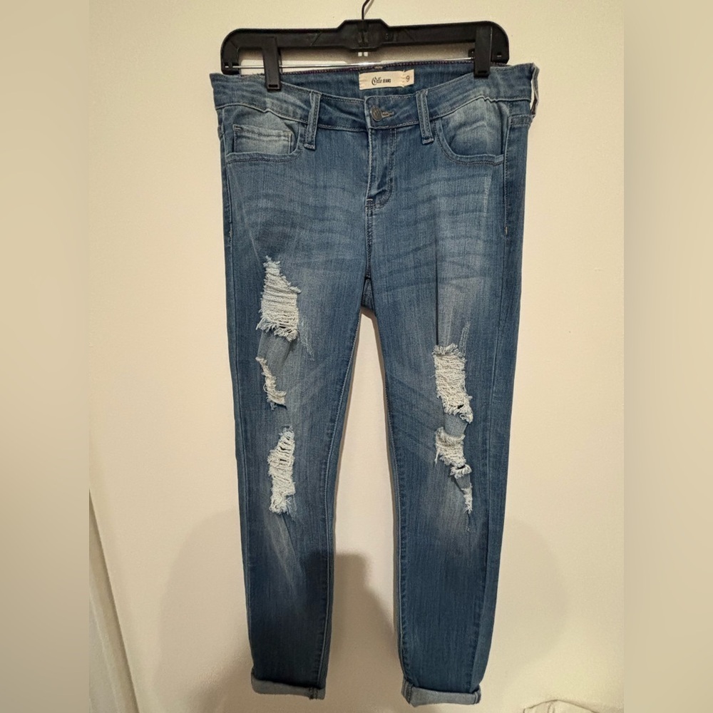 Cello Women's Distressed Skinny Jeans in Blue size 9